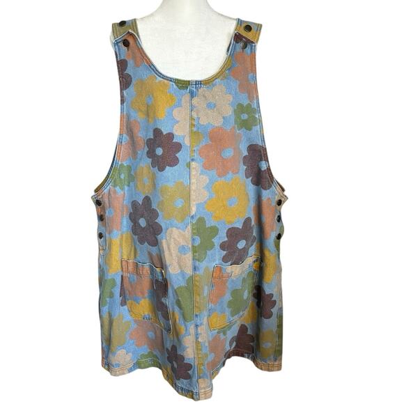 Lucy & Yak Plus Size US 18 Layla Denim Mini Dress Jumper Francis Print Floral - Picture 3 of 6